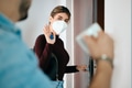 Woman Wearing N95 Mask Before Going Outside - PhotoDune Item for Sale