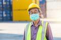 chief elder senior worker with face mask. Asian chinese old man engineer staff foreman health care. - PhotoDune Item for Sale