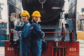 Train engineer team working service maintenance old dirty vintage classic steam engine locomotive - PhotoDune Item for Sale