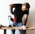 Constractor handyman working and using screwdriver - PhotoDune Item for Sale