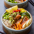 Salmon on rice poke bowl photography - PhotoDune Item for Sale