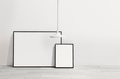 Minimal living room interior design with blank frames - PhotoDune Item for Sale