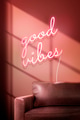 Good vibes neon sign in authentic cafe - PhotoDune Item for Sale