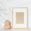 Wooden picture frame with zen sand photo on the wall interior concept - PhotoDune Item for Sale