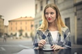 Woman drinking coffee outdoor - PhotoDune Item for Sale