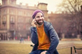 Man taking at the phone outdoor - PhotoDune Item for Sale