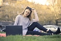 Girl with a laptop outdoor - PhotoDune Item for Sale