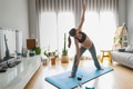 Pregnant woman doing exercises at home - PhotoDune Item for Sale