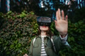 Portrait of young woman with virtual reality goggles outdoor. - PhotoDune Item for Sale