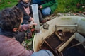 The family checks the water quality in the home wastewater treatment system. Concept of sustainable - PhotoDune Item for Sale