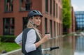 Beautiful middle-aged woman commuting through the city, buying, drinking coffe in front of office - PhotoDune Item for Sale