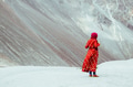 Woman in traditional Indian dress standing in desert in Ladakh, India - PhotoDune Item for Sale