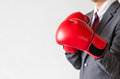 Businessman in boxing gloves on white background - PhotoDune Item for Sale
