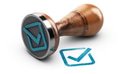 Check mark and rubber stamp over white background. - PhotoDune Item for Sale