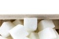 Aerial View of Sugar Cubes in Square Shaped Bowl on Isolated White Background - PhotoDune Item for Sale