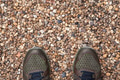 Shoes on small stones in concrete footpath texture - PhotoDune Item for Sale