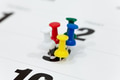 Pushpins on calendar, Busy and overworking days. Important date or meeting appointment reminder - PhotoDune Item for Sale