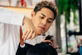 Male hairdresser trimming client hair - PhotoDune Item for Sale