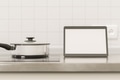 kitchen background with cooking guide tablet pc - PhotoDune Item for Sale