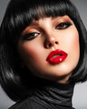 Beautiful brunette girl with red lips and black bob hairstyle. - PhotoDune Item for Sale
