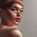 Beautiful brunette with hard shadows on her face. Model with short creative hairstyle. - PhotoDune Item for Sale