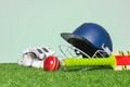 Cricket equipment on grass - PhotoDune Item for Sale