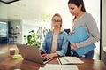 Two businesswomen working together in an office on a laptop - PhotoDune Item for Sale