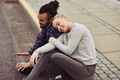 Young couple smiling while taking a break from running together - PhotoDune Item for Sale