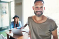 Grinning bearded man in short sleeve shirt - PhotoDune Item for Sale