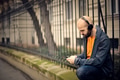 Man listening to music outdoor - PhotoDune Item for Sale