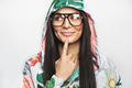 Woman looking on side and touching chin - PhotoDune Item for Sale