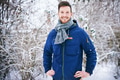 Cheerful male in coat on winter background - PhotoDune Item for Sale