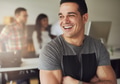 Cheerful creative businessman standing with arms crossed - PhotoDune Item for Sale