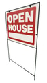 Left Facing Open House Real Estate Yard Sign Isolated on a White Background. - PhotoDune Item for Sale