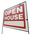 Left Facing Open House Real Estate Yard Sign Isolated on a White Background. - PhotoDune Item for Sale