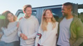 Group Of Young Friends On Road Trip Standing Next To Convertible Car - PhotoDune Item for Sale