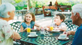 Grandparents With Grandchildren At Table Enjoying Snack At Outdoor Cafe Or Restaurant - PhotoDune Item for Sale