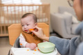Hungry baby eating fresh carrot at home - PhotoDune Item for Sale