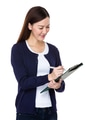 Asian Young Woman take note on clipboard - PhotoDune Item for Sale