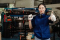 Portrait engineer women working in Lathe shop with metal machinery lathe milling machine - PhotoDune Item for Sale