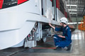 Train engineer working check inspecting railway track at Train station, advance engineering - PhotoDune Item for Sale