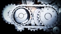 Chain drive rotating gears and cogs in a complex machine - PhotoDune Item for Sale