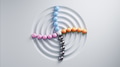 Colorful spheres converging on white concentric circles, minimalist design - PhotoDune Item for Sale