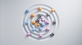 Colorful spheres rolling towards center of white concentric circles - PhotoDune Item for Sale