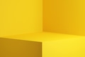 Yellow background studio interior room. Minimalist product stage platform mockup. - PhotoDune Item for Sale