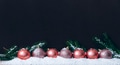 Pink christmas balls with snowflakes on dark brown wall. Elegant Christmas decoration background - PhotoDune Item for Sale