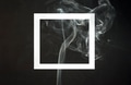 Empty photo frame with smoke on black background. Halloween background - PhotoDune Item for Sale