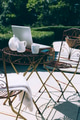 Outdoor garden office setting with forest and mountain views - PhotoDune Item for Sale