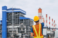 Professional engineer male with coal power plant, Power station with green nature background - PhotoDune Item for Sale