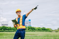 Professional engineer male with coal power plant, Power station with green nature background - PhotoDune Item for Sale